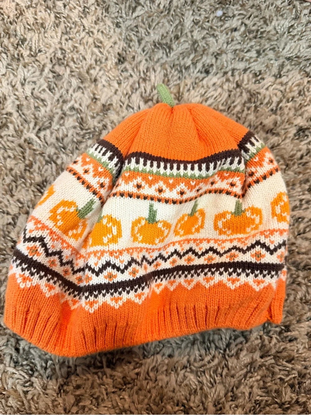 Gymboree Girls Pumpkin Fairisle Beret - Perfect Pumpkin - Orange size 8+